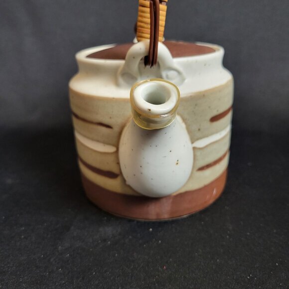Otagiri Teapot Stoneware 4 cup Hand Crafted Japan Brown with Rattan Handle - Picture 5 of 8
